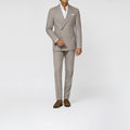 Light Taupe Wool Silk Linen Pencil Stripe Suit