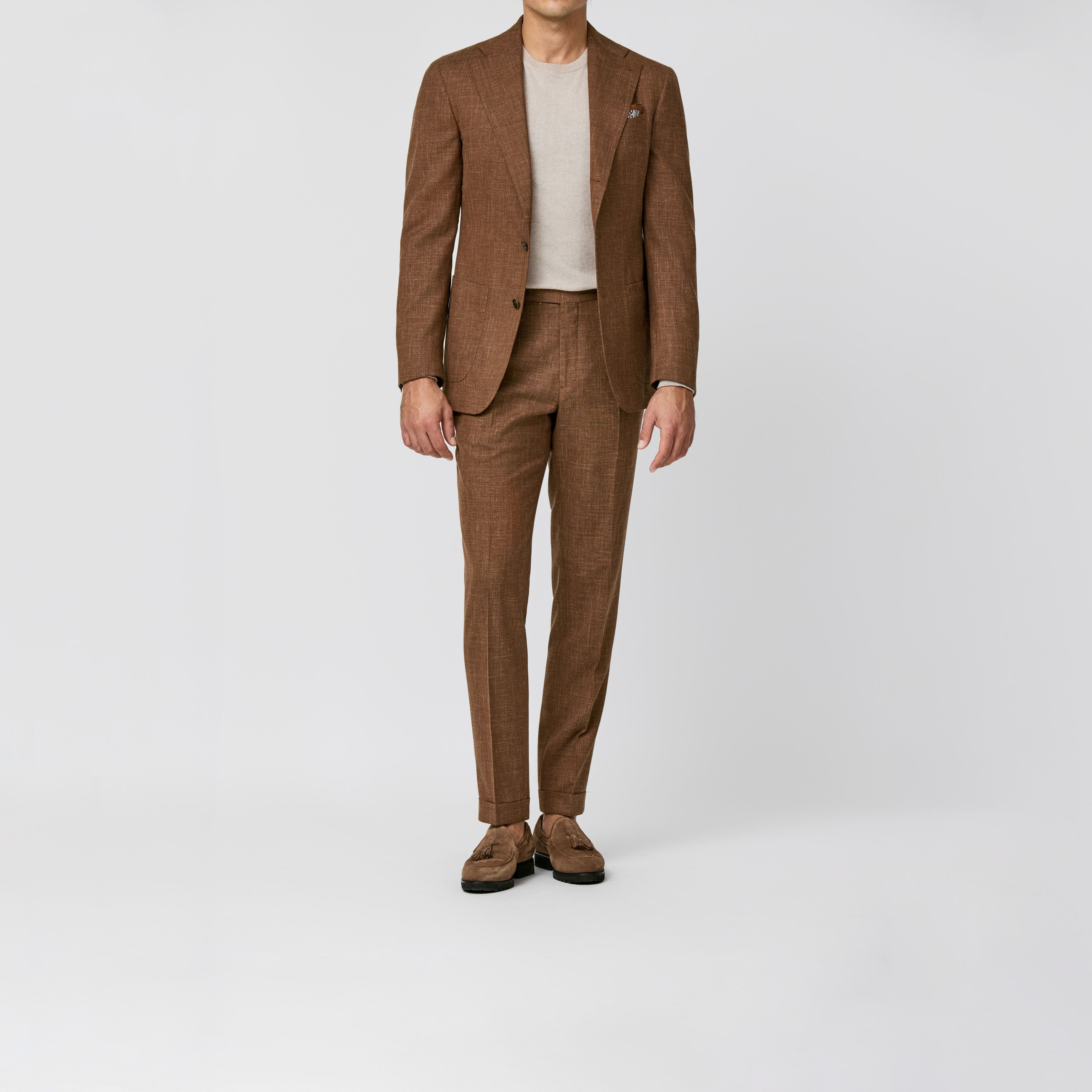 Terracotta Mélange Wool Silk Linen Tropical Suit
