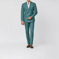 Light Teal Blue Wool Silk Linen Tropical Suit