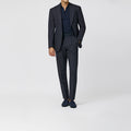 Midnight Blue Wool Silk Linen Tropical Suit