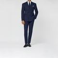 Midnight Blue S130 Wool Solaro Herringbone Suit