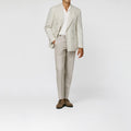 Ivory Ecru Wool Silk Linen Houndstooth Blazer