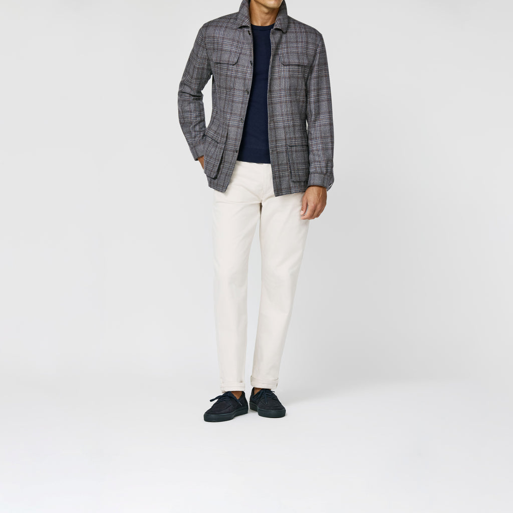 Taupe Oatmeal Sharkskin Glencheck Blazer