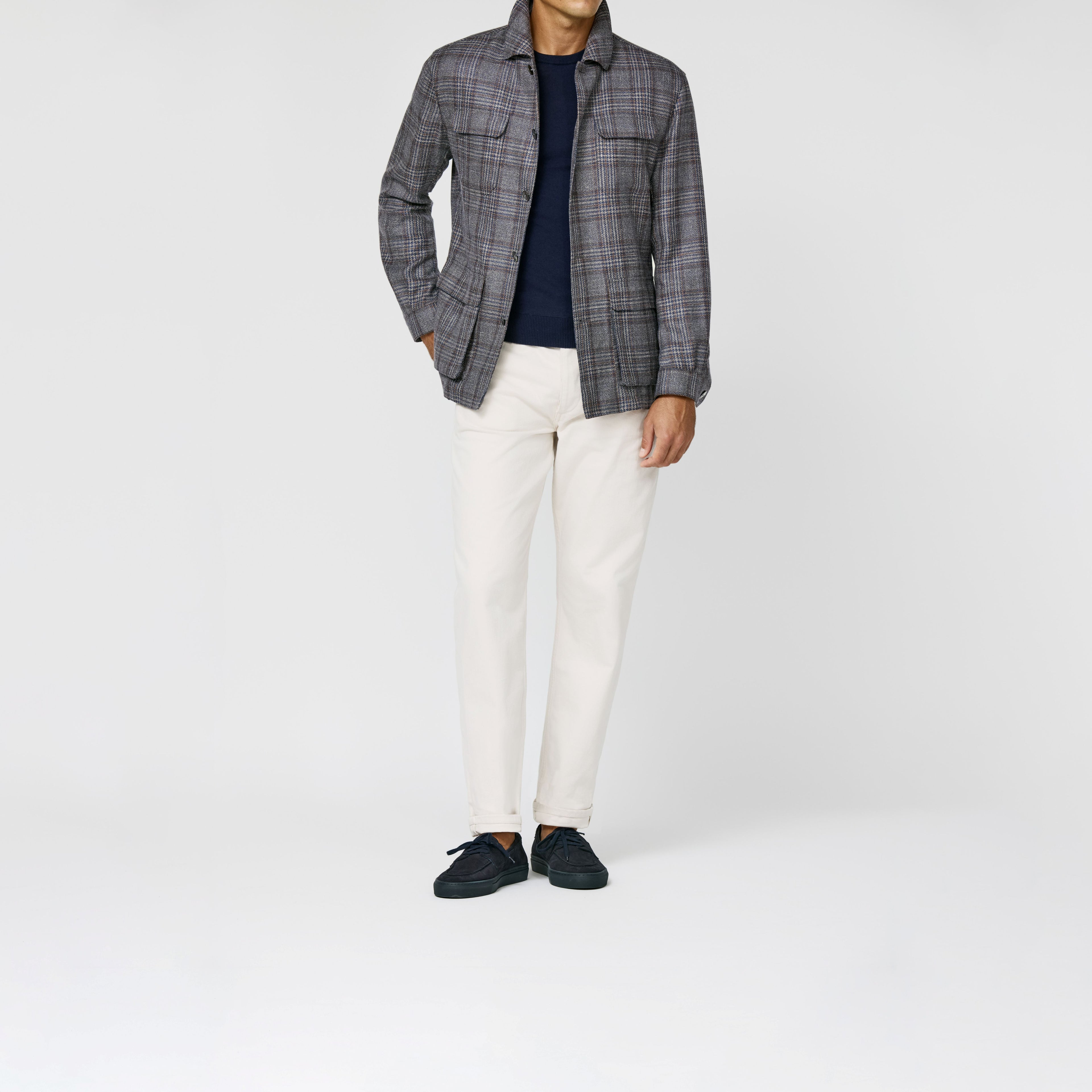 Taupe Oatmeal Sharkskin Glencheck Blazer