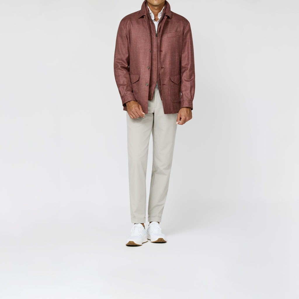 Dusty Red Mélange Wool Silk Linen Twill Blazer