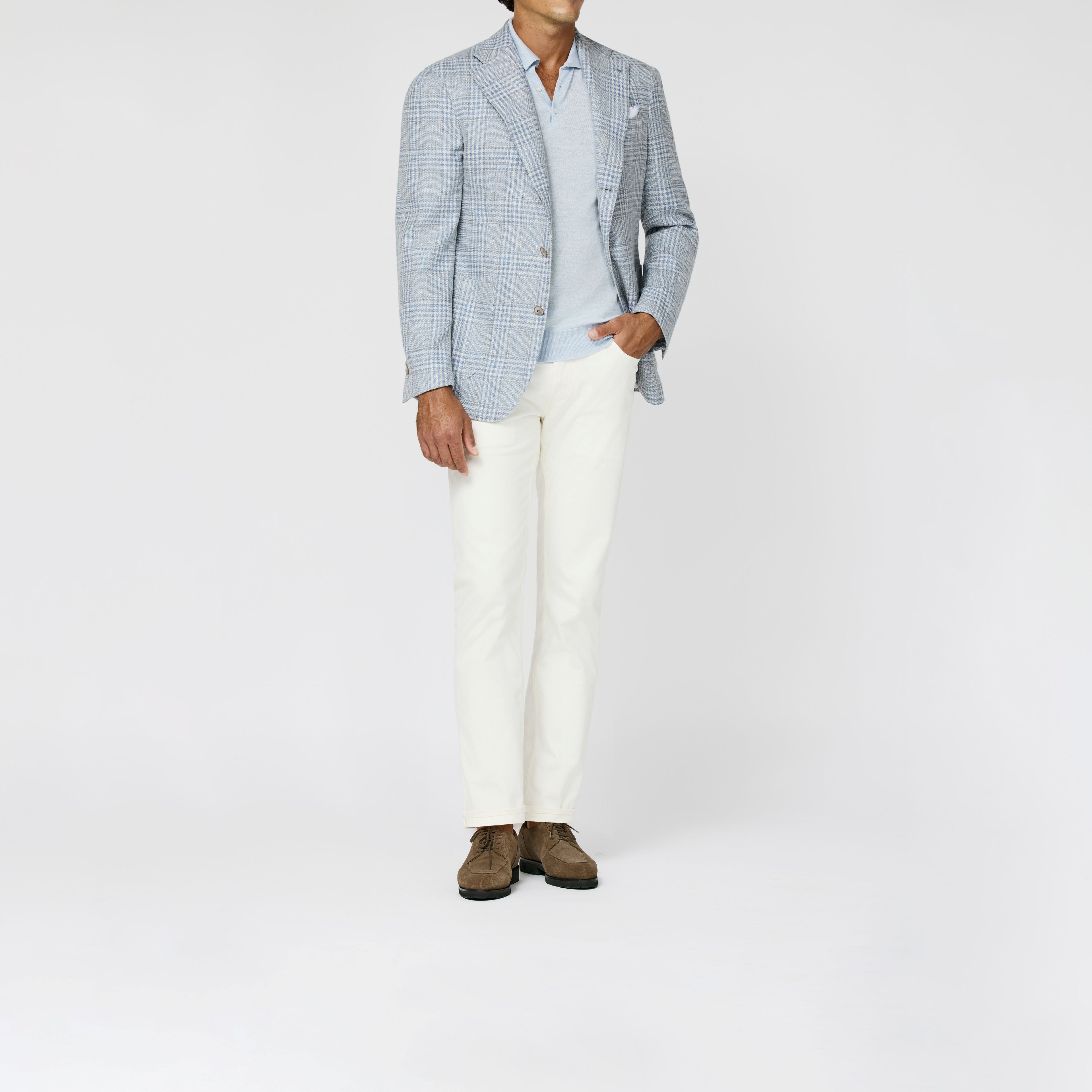 Sky Blue Ivory Glencheck Windowpane Blazer