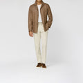 Camel Mélange Wool Silk Linen Basketweave Blazer