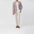 Light Pink Mélange Wool Silk Linen Basketweave Blazer