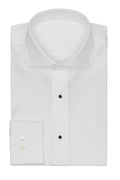 Plain White Black Studs Tuxedo Shirt