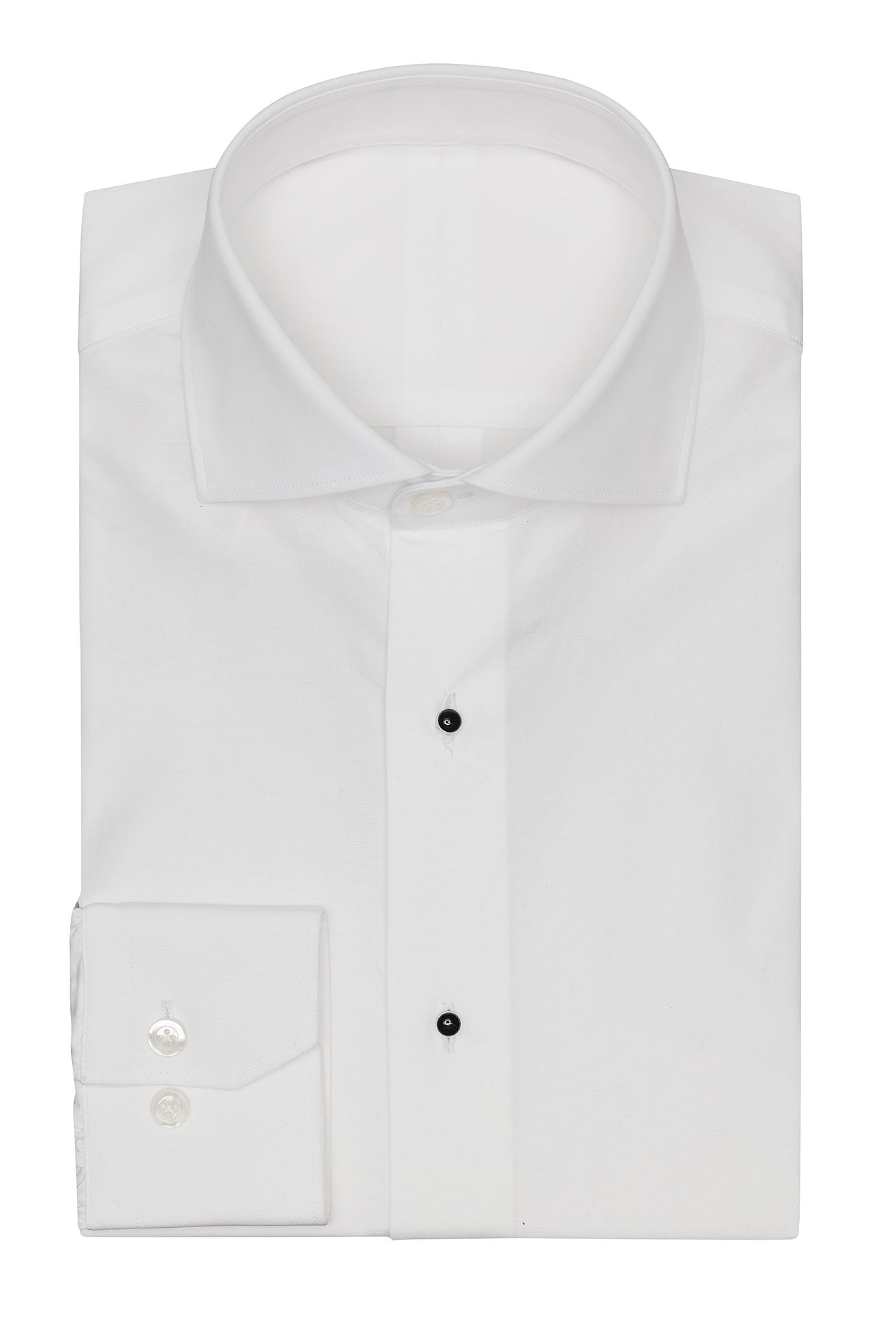 Plain White Black Studs Tuxedo Shirt
